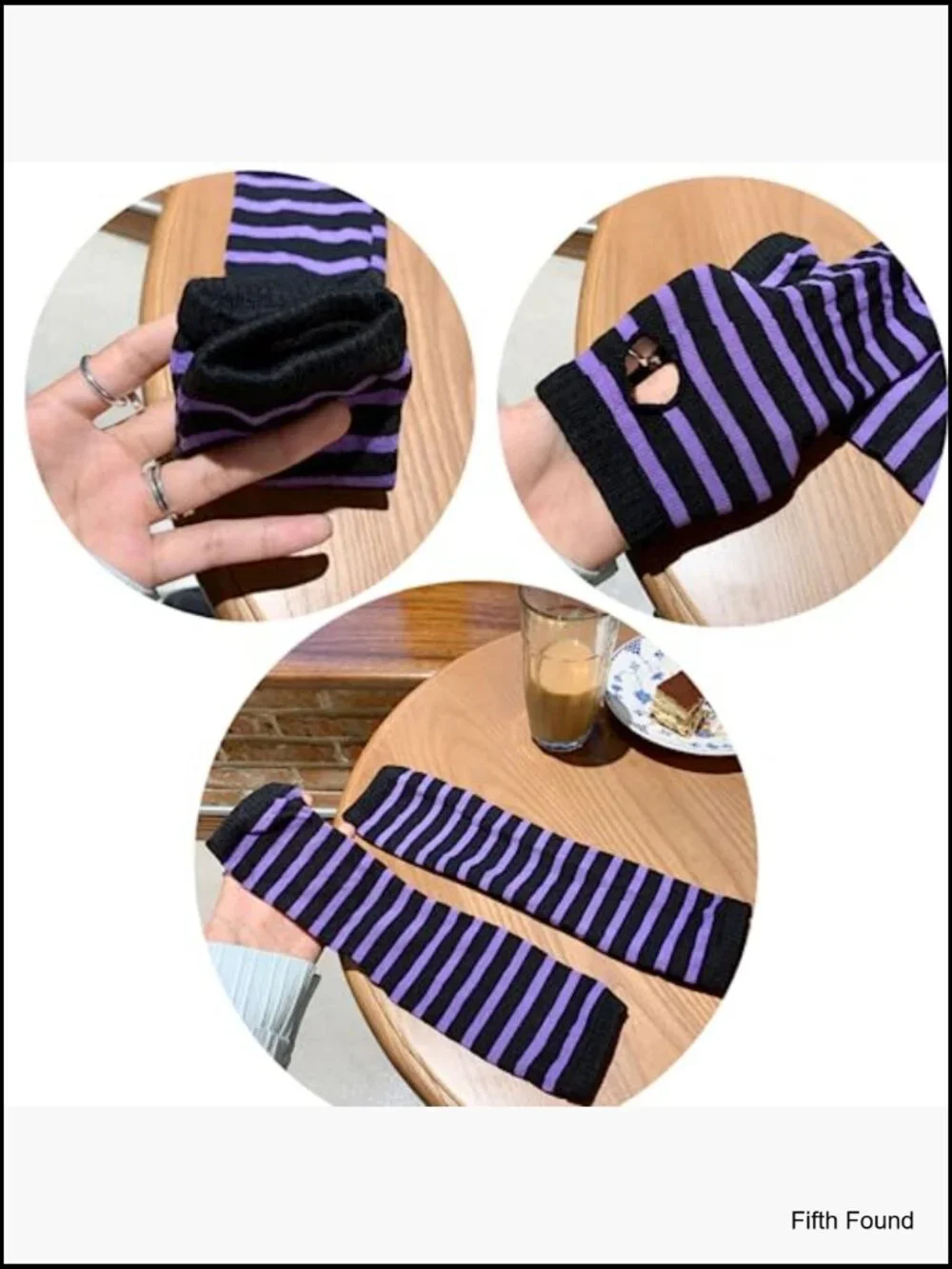 Kawaii Harajuku Goth Half Finger Knitted Arm Warmer Y2K Gloves Arm Sleeve